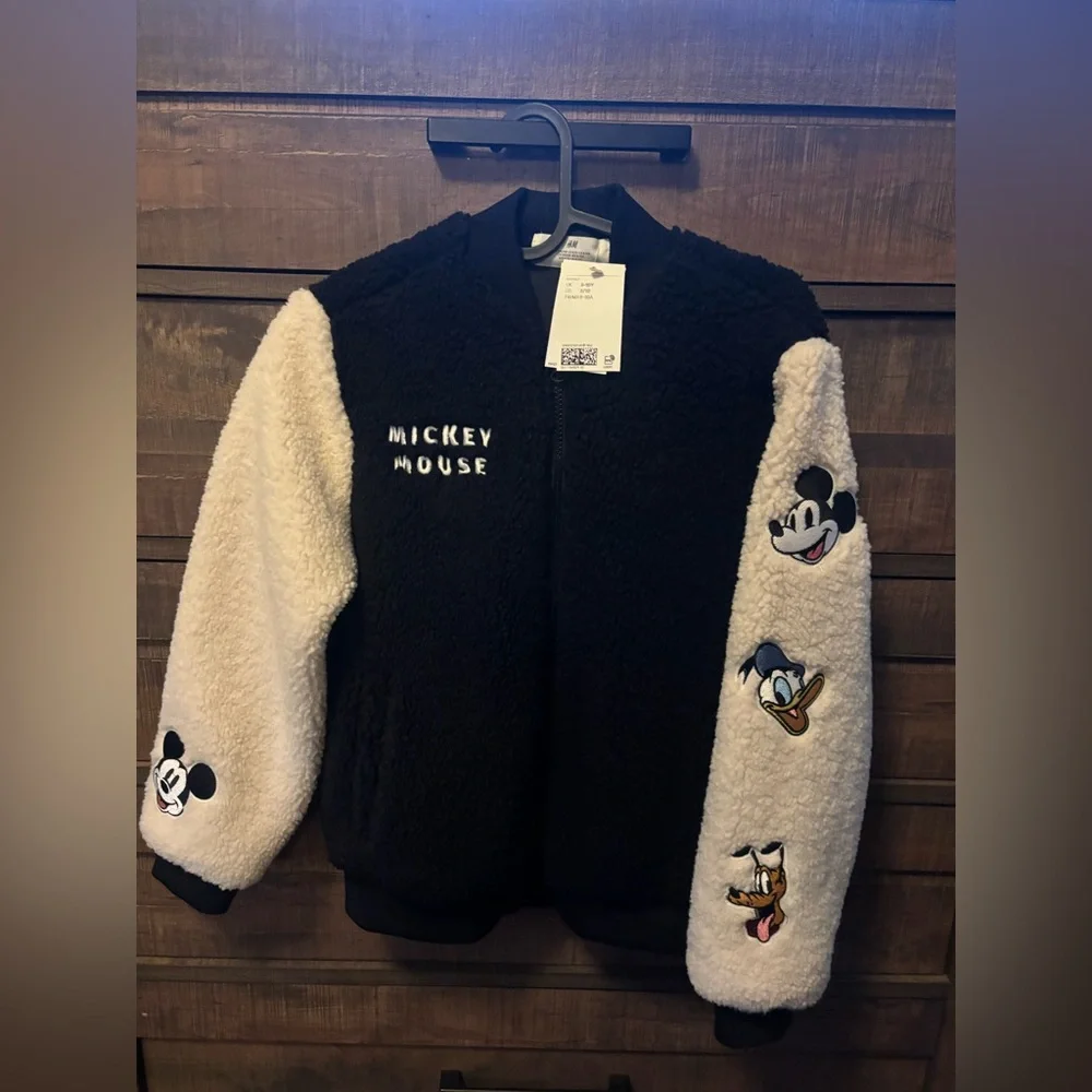 Mickey Mouse Black and Cream Fleece Jacket